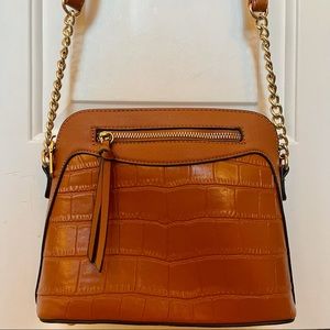 Brown & Gold Chain Crossbody Purse